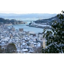 千光寺公園から見る尾道の雪景色