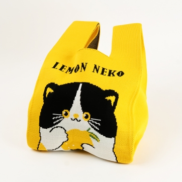 ニットトート レモンネコ