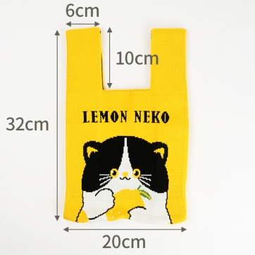 ニットトート レモンネコ